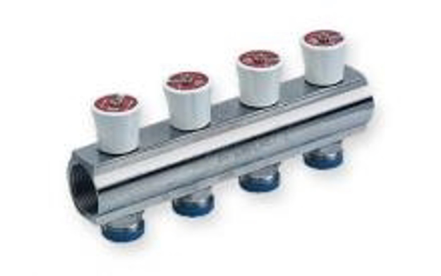 Εικόνα της Σωληνωτοί Συλλέκτες 9 Παροχών με Ενσωματωμένους Ρυθμιστικούς Διακόπτες με Βολάν 1'' Χρωμέ INTERPLAST