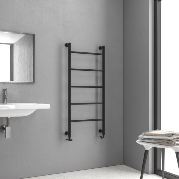 Εικόνα της Θερμαντικό σώμα μπάνιου Black Matt DESIGN 6 1200 KARAG 9,3x56x120cm